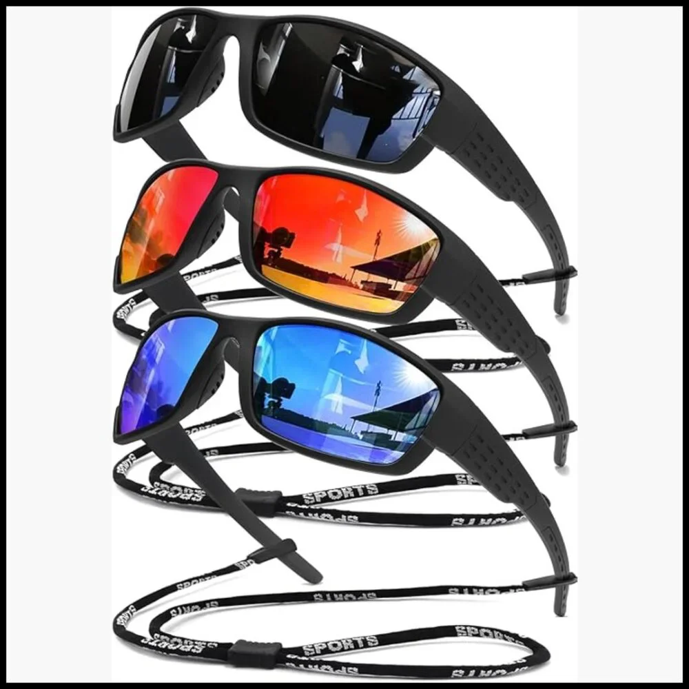 Polarized Sports Sunglasses UV400 Protection Lightweight Wrap Around Goggles